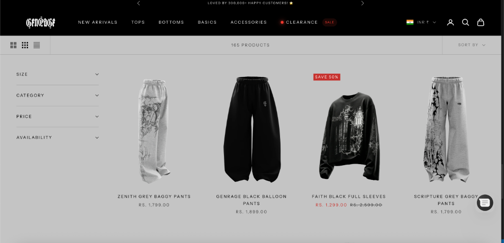 Genrage Streetwear Storefront